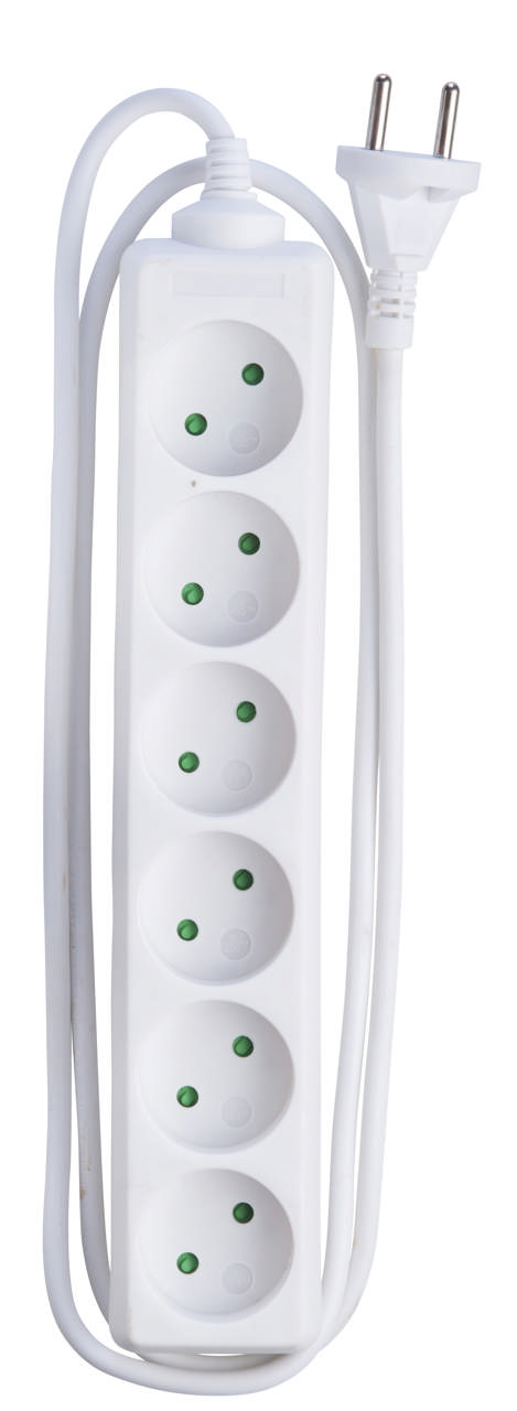 E-line Stikdåse 6-vejs uden jord. 1.5 mtr.