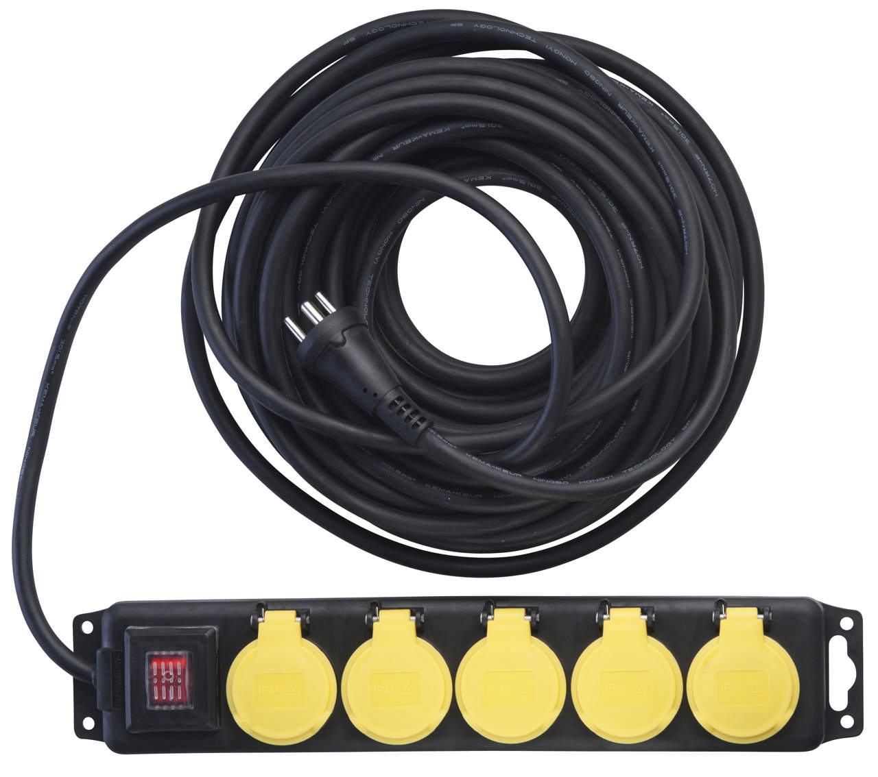 E-Line Stikdåse 5-Vejs 15 mtr. Med jord IP44 3G1.5mm²