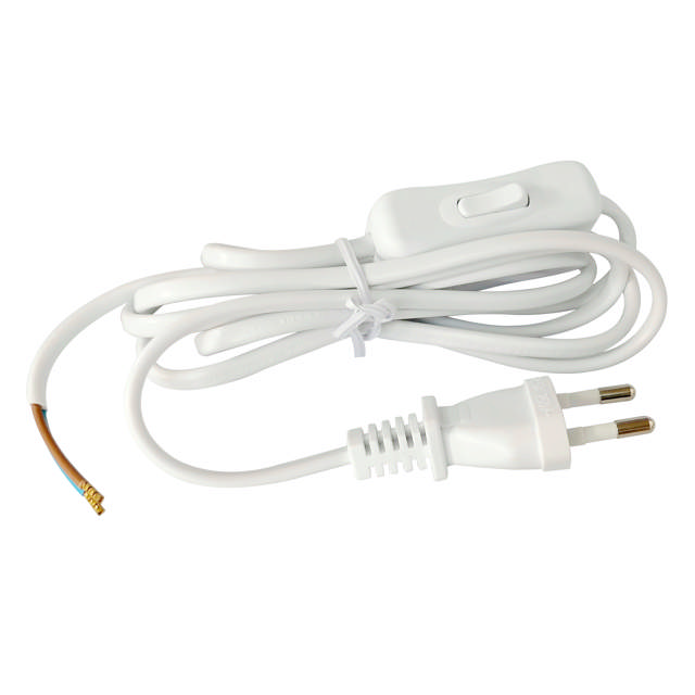 E-Line Ledningssæt med Stikprop og Afbryder 2x0.75mm² 2.5 mtr. Hvid