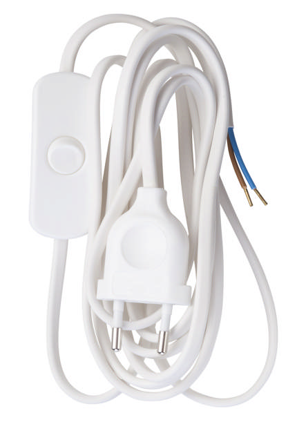 E-Line Ledningssæt med Stikprop og Afbryder 2x0.75mm² 2.5 mtr. Hvid