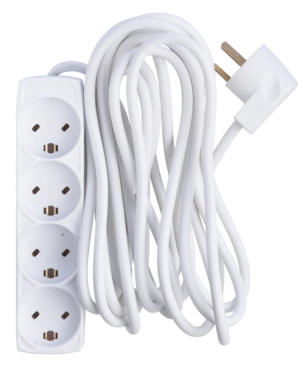 E-line Stikdåse 4-vejs EDB Med Jord Hvid 5 mtr.