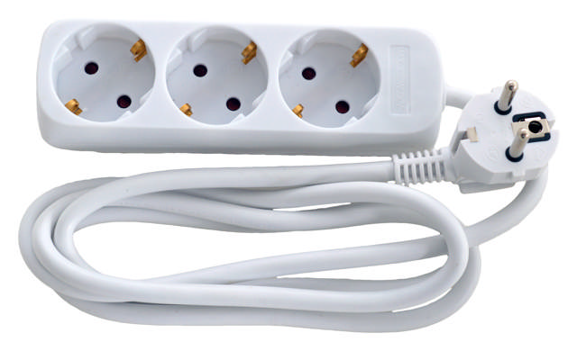 E-line Schuko Stikdåse 3-Vejs 1.5 mtr.