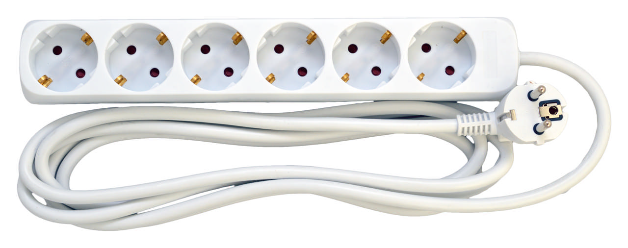 Schuko Stikdåse 6-Vejs 3 mtr.