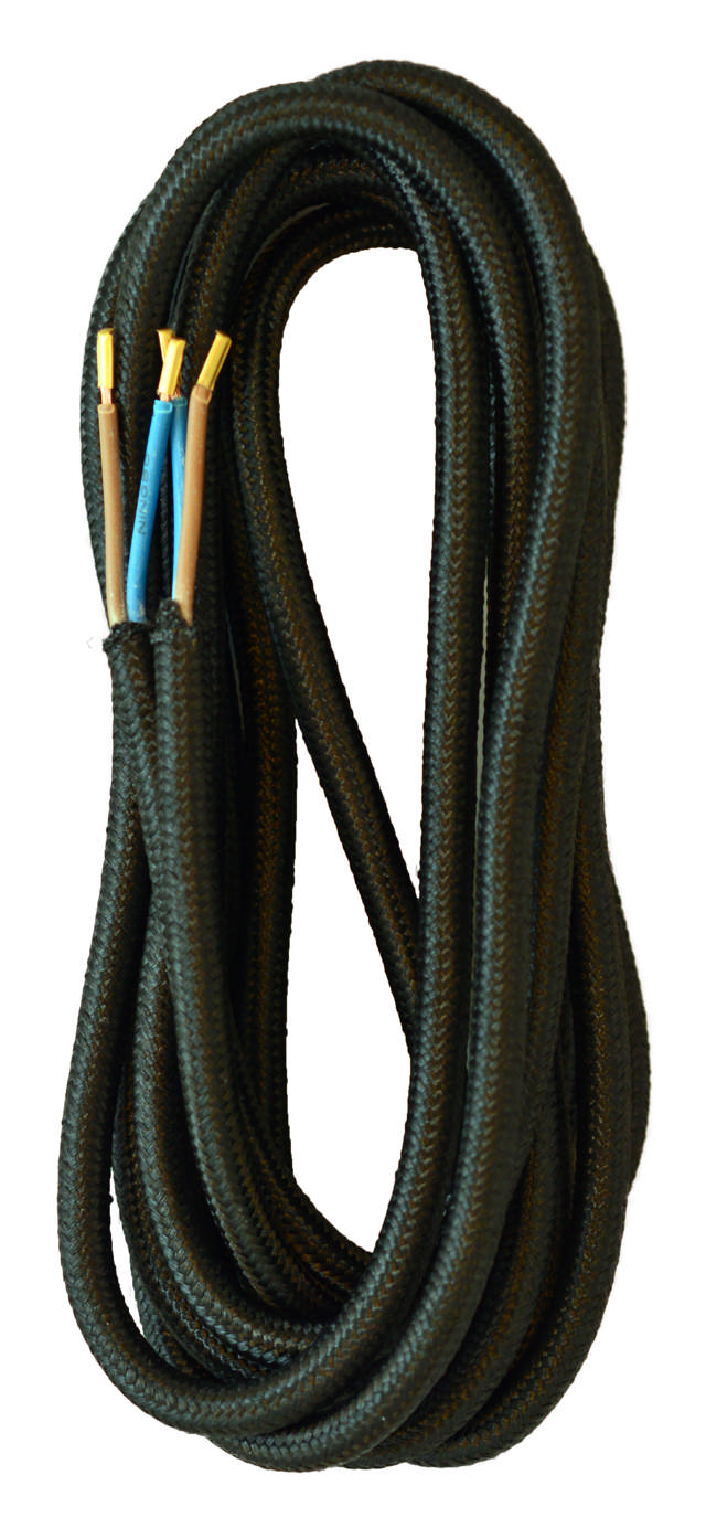 Stofledning 3m sort