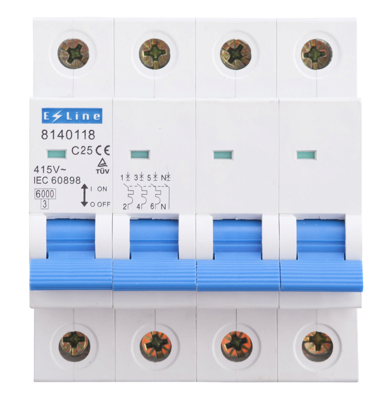 MCB RNM3-63 3P+N, 25A, Curve C, 6kA, AC400V