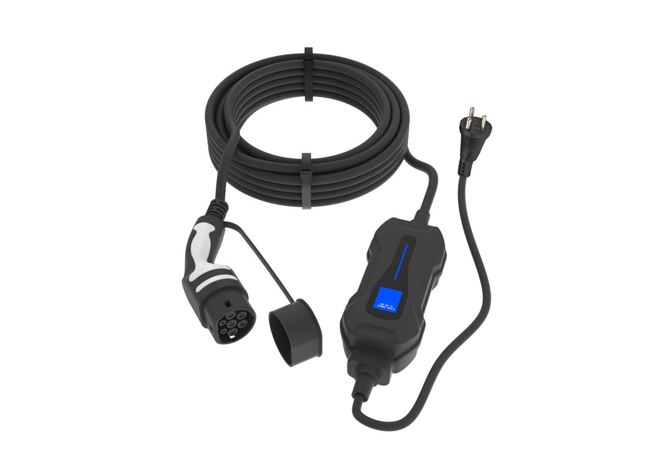 E-Line EV Ladekabel Mode 2 Type 2 m. DK stikp. 6A 1F 5 m