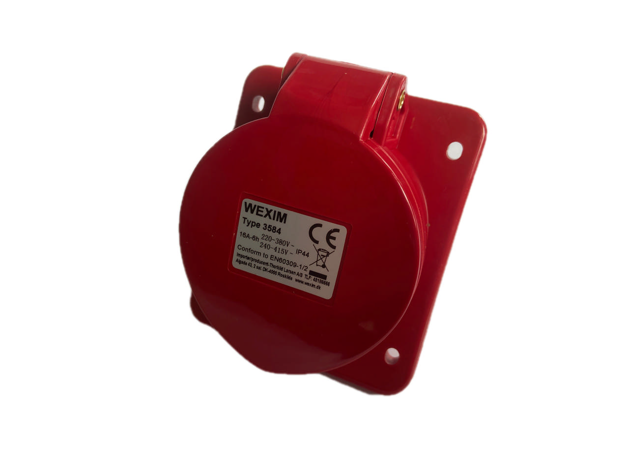 Wexim CEE Vægudtag Indbygning skrå 16A 5-Polet 400V