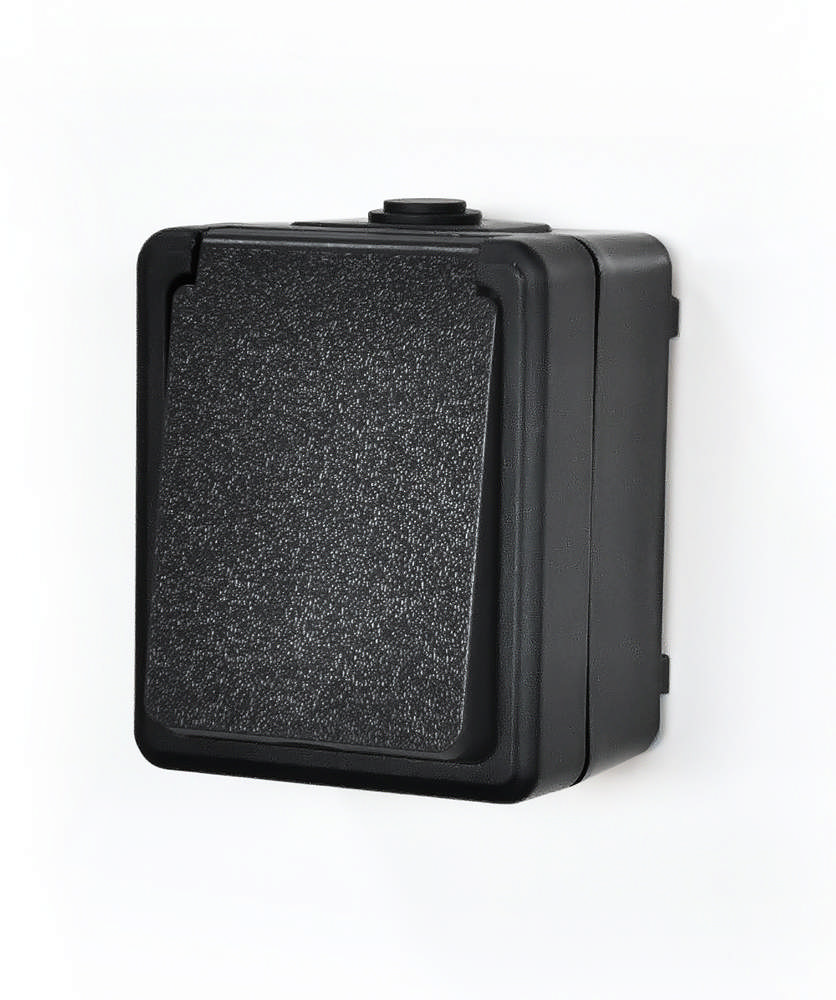 E-Line Stikkontakt Enkel Med Jord IP54 sort