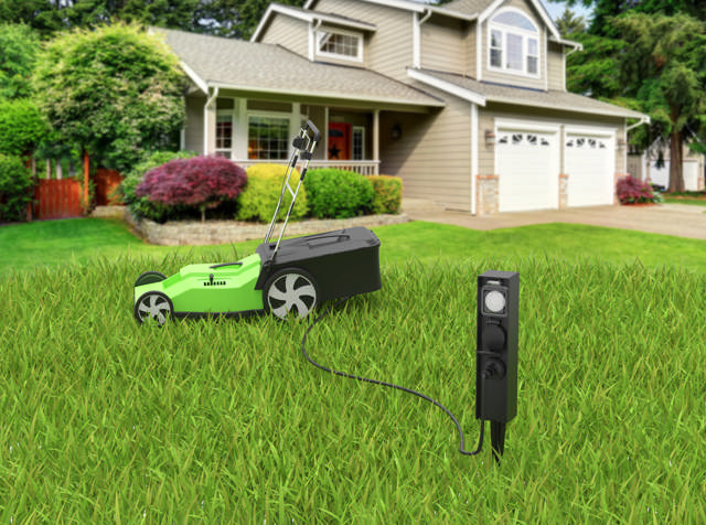 E-Line Havespyd M/Timer 2xSchuko Udtag 