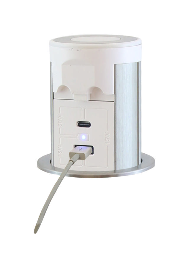 E-line POP-UP 2-stikdåse m/USB A+C m/motor Schuko 1,8 mtr.