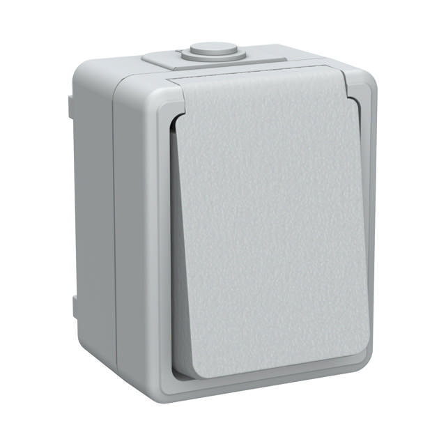 E-Line Stikkontakt Enkel Med Jord IP54 grå