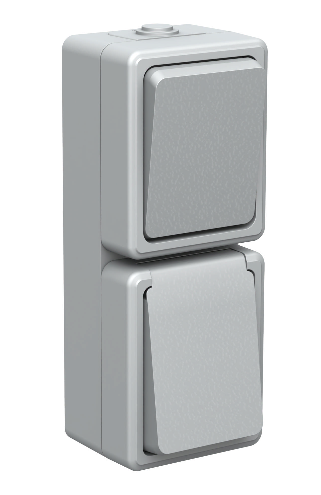 E-Line Stikkontakt Enkel Med Jord Og Afbryder IP54 grå