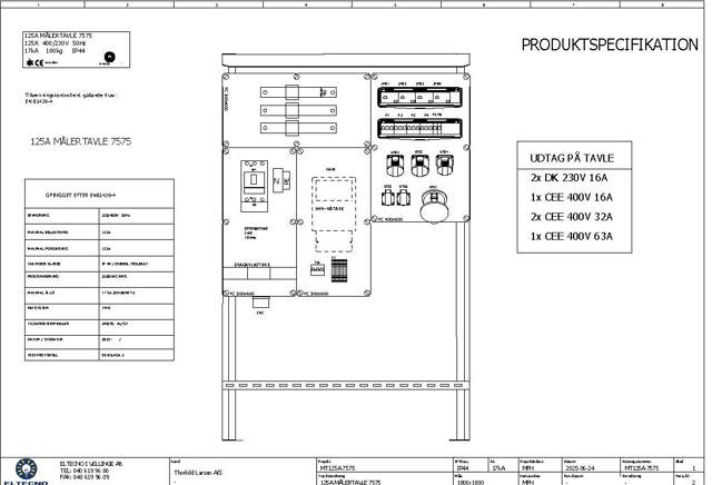 Wexim Målertavle 125A For Trafomåling